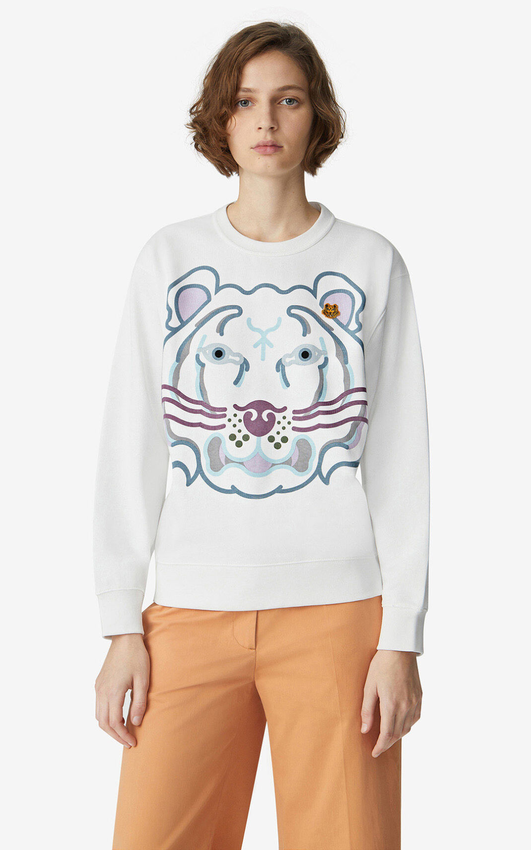 Sweat Kenzo K Tiger Femme Blanche | GVBL-09436